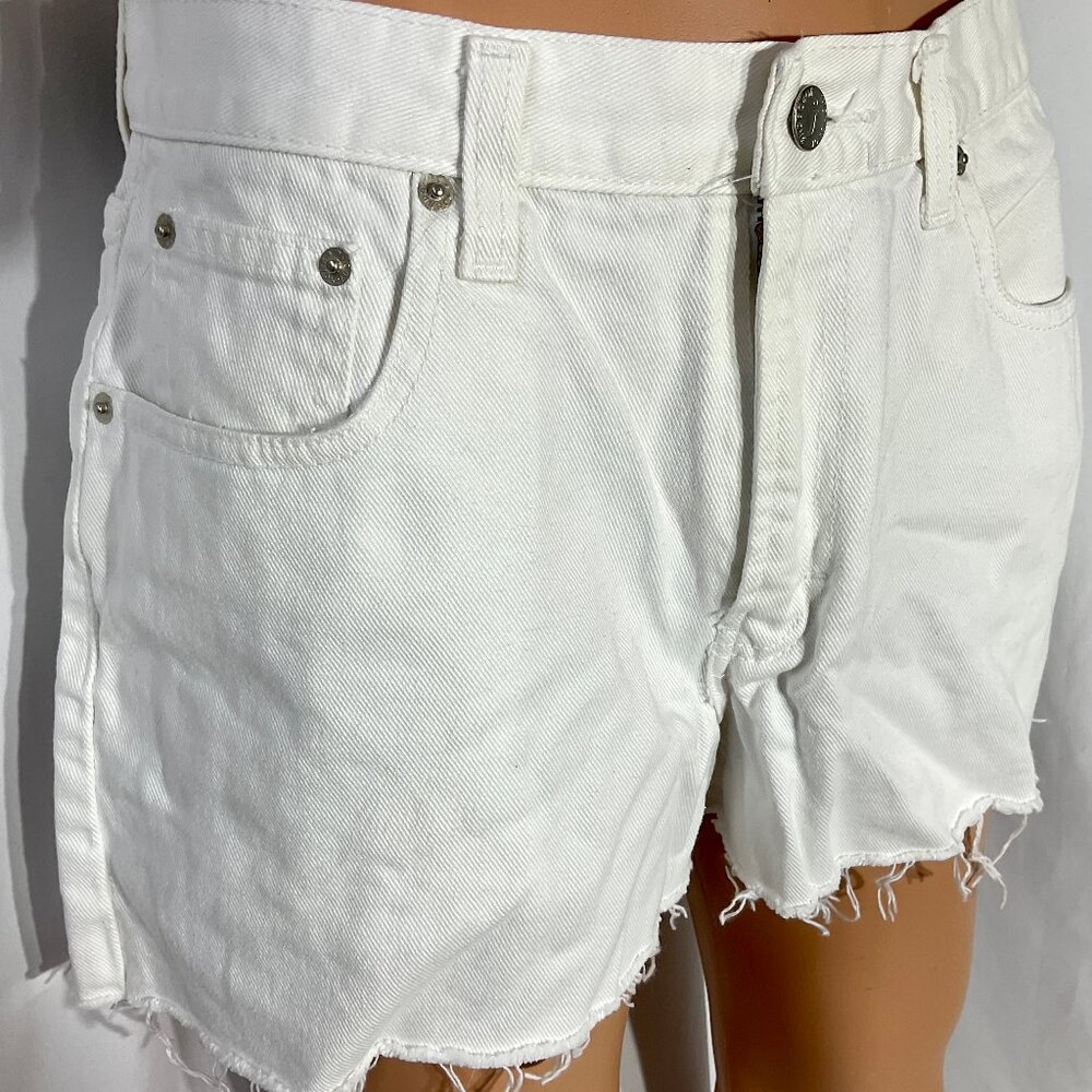 Jordache Sz 13/14 Vintage White Cut-off Jean Shorts Womens Denim 90s Y2K 108752